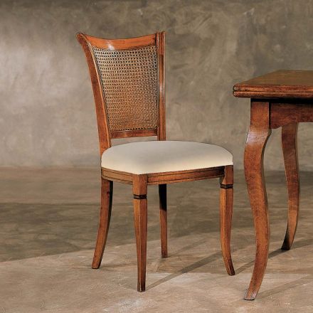Conjunto de quatro cadeiras Bassano em madeira e tecido, fabricadas na Itália - cor âmbar Viadurini