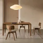 Conjunto de duas cadeiras com acabamento imitando madeira e assento estofado em tecido - Antea Viadurini