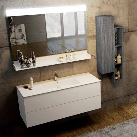 Conjunto de madeira e suspensão de móveis de banheiro modernos Fenix feitos na Itália Bari Viadurini