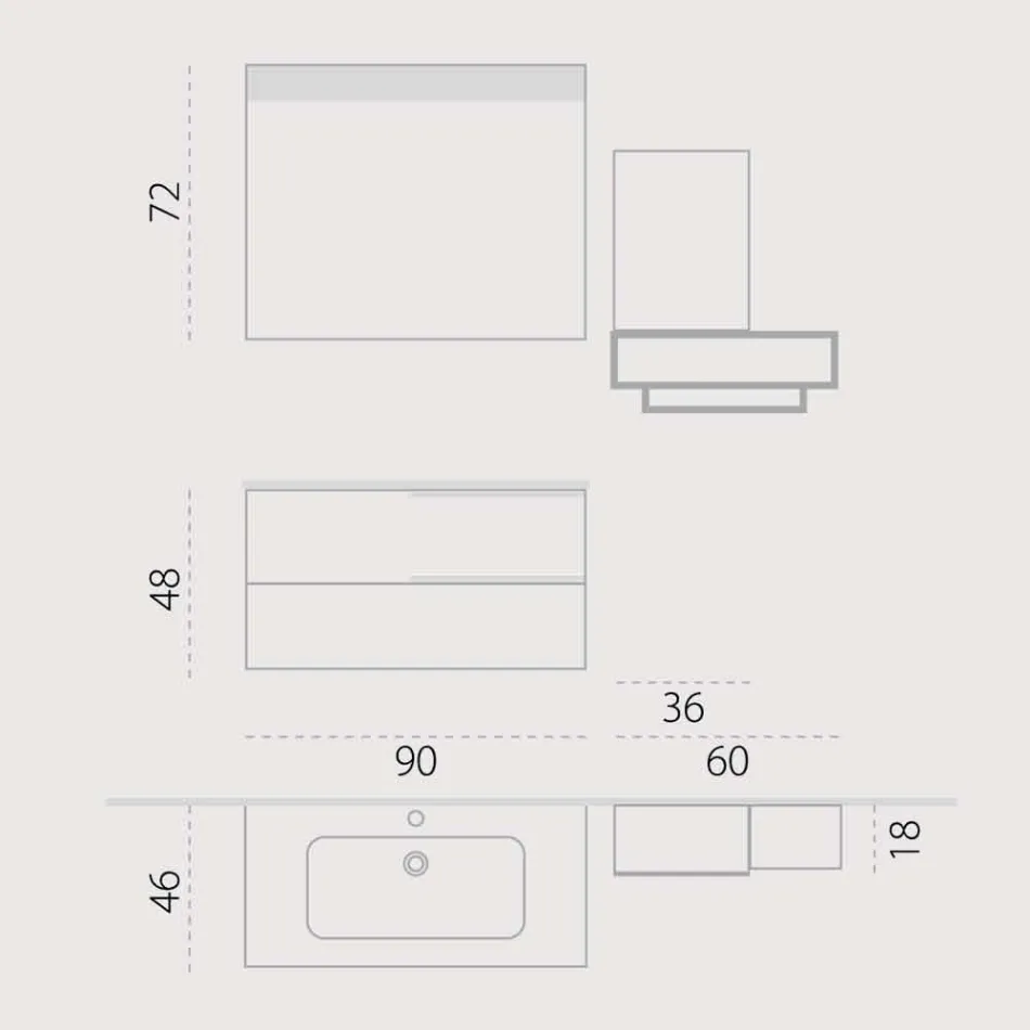 Conjunto de design de suspensão de móveis de banheiro de madeira feito na Itália Cesena Viadurini