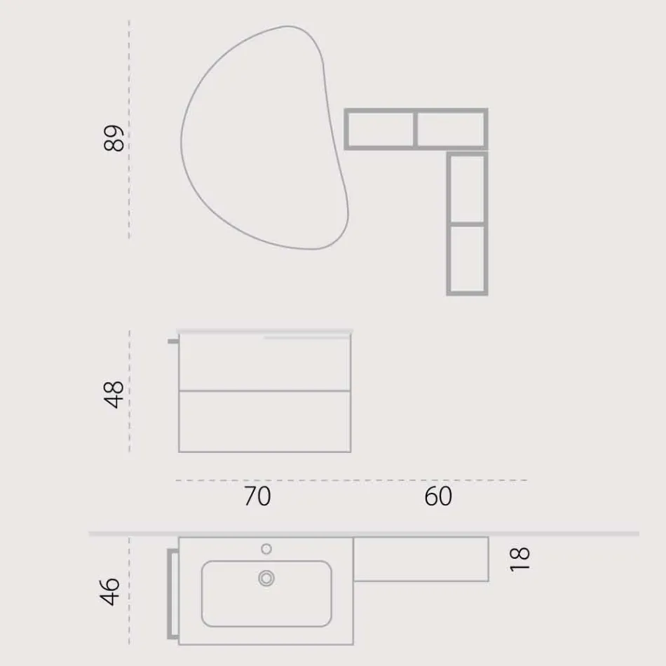 Suspensão de design de móveis de banheiro conjunto de madeira made in Italy Sad Viadurini