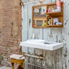 Design moderno conjunto de móveis de casa de banho suspensos em superfície sólida Brusson Viadurini