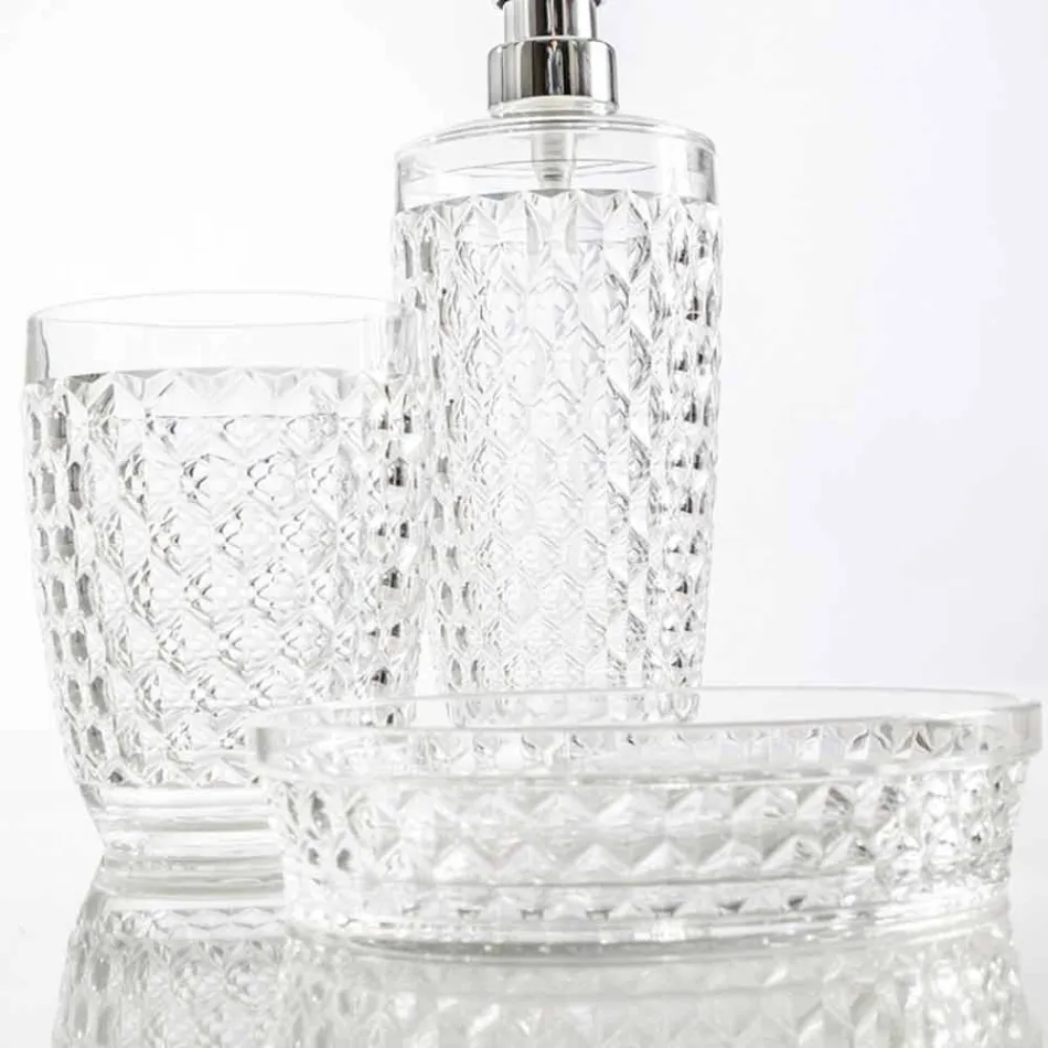 Dispensador Netro + conjunto de banho de vidro + saboneteira moderna Viadurini