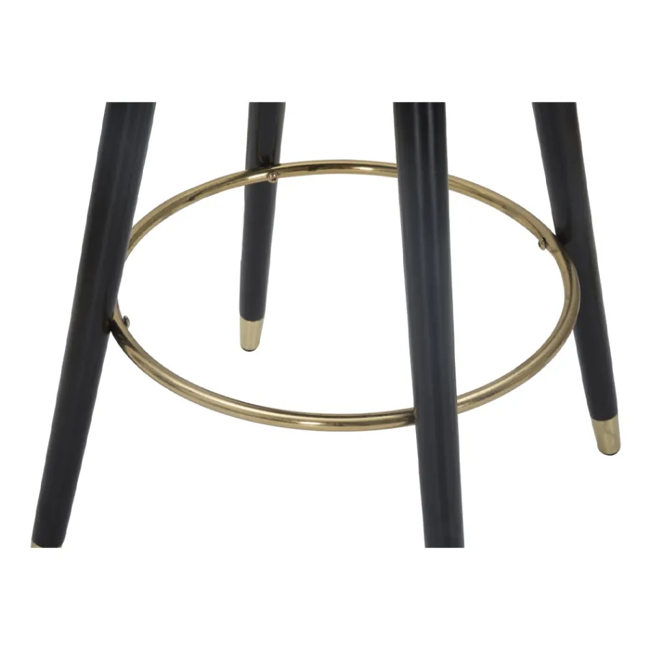 Banqueta alta em madeira e metal com assento em poliéster - Enzo Viadurini