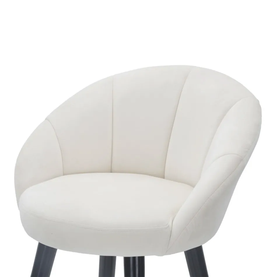 Banqueta alta em madeira e metal com assento em poliéster - Enzo Viadurini