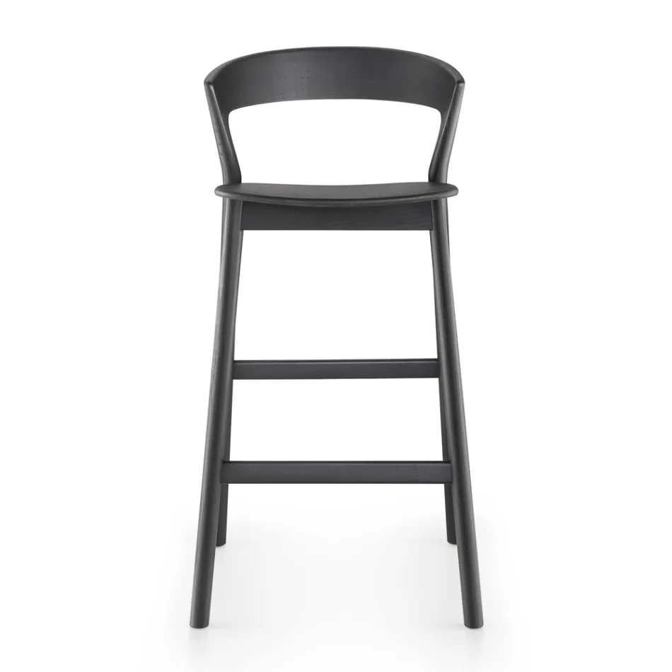 Banqueta alta para cozinha com estrutura em madeira de freixo fabricada na Itália - Oslo Viadurini