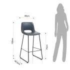 Banco alto de cozinha em couro sintético e metal preto 2 peças - Yuri Viadurini