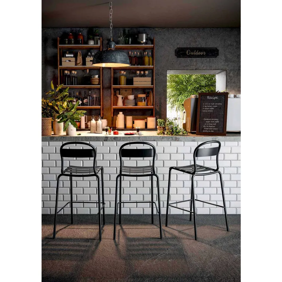 Banco alto empilhável para exterior fabricado na Itália, 2 peças - Trixie Viadurini