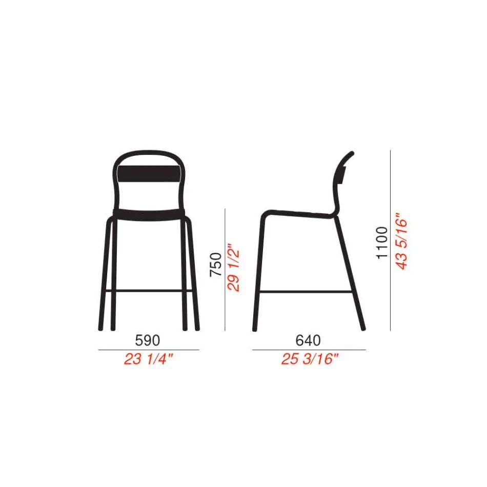 Banco alto empilhável para exterior fabricado na Itália, 2 peças - Trixie Viadurini