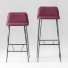 Banqueta alta de qualidade em couro com base de metal fabricada na Itália - Molde Viadurini