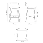 Banqueta alta de qualidade em couro com base de metal fabricada na Itália - Molde Viadurini