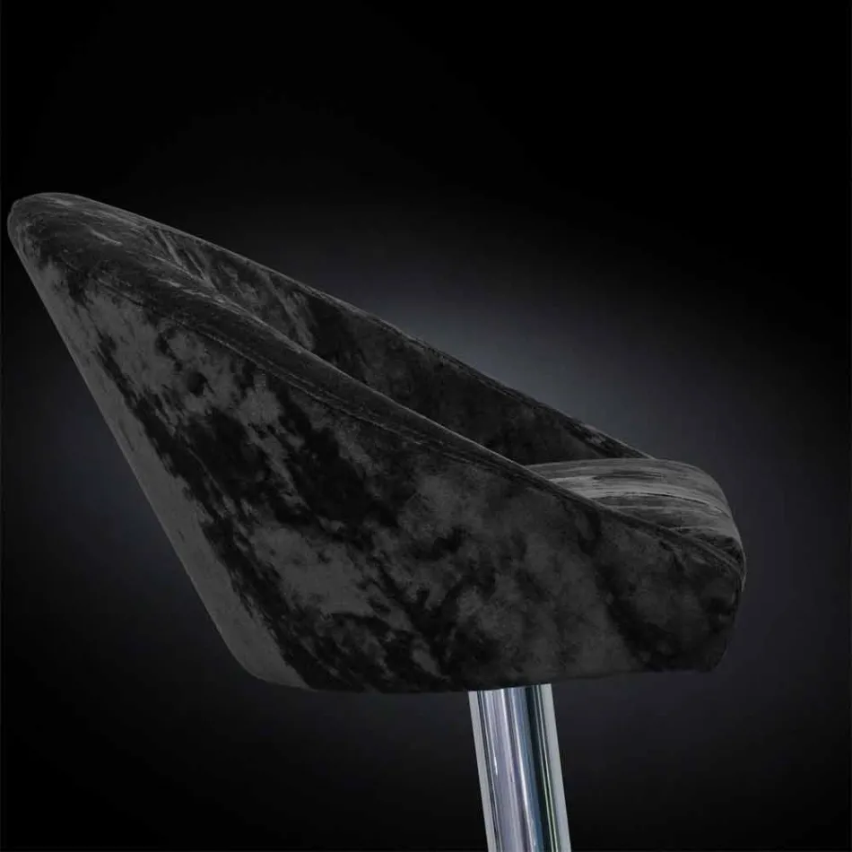 Banqueta alta em veludo e aço com elevador ajustável Made in Italy - Bilbao Viadurini