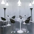 Banqueta alta em veludo e aço com elevador ajustável Made in Italy - Bilbao Viadurini