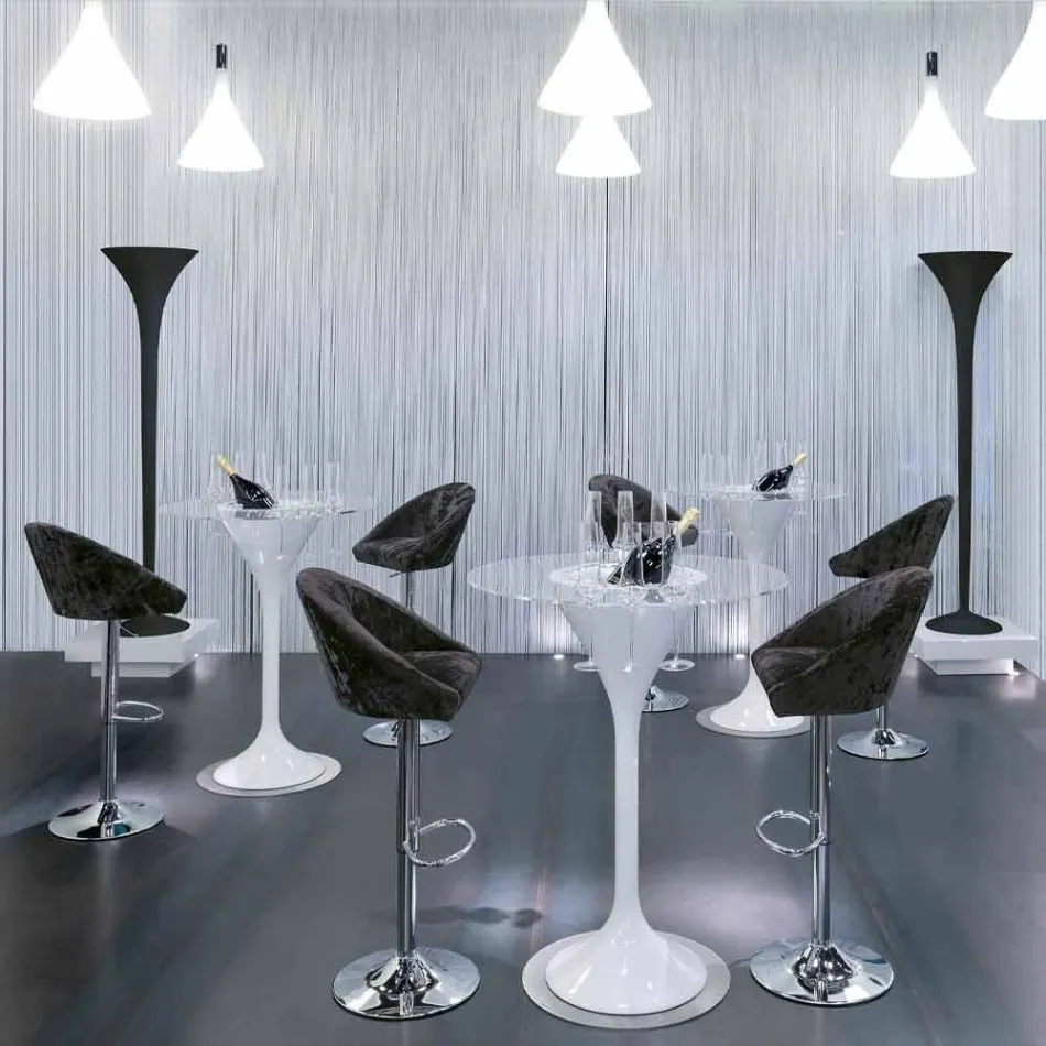 Banqueta alta em veludo e aço com elevador ajustável Made in Italy - Bilbao Viadurini