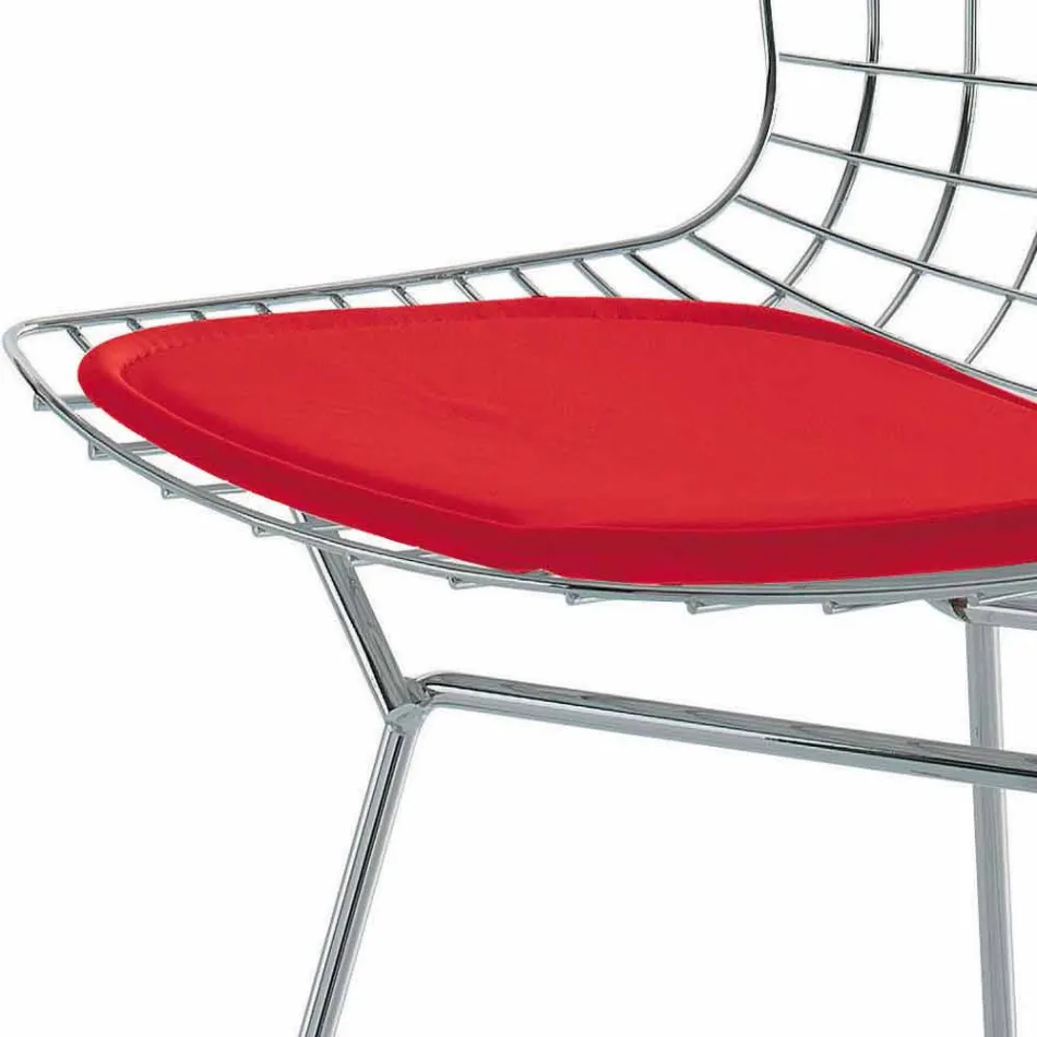 Banqueta alta de couro com estrutura de aço Made in Italy - Beniamino Viadurini