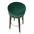 Banqueta Bar Redonda em Madeira e Tecido de Design Moderno - Rupert Viadurini