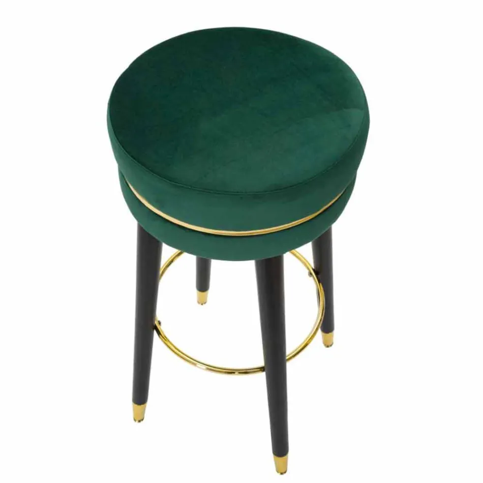 Banqueta Bar Redonda em Madeira e Tecido de Design Moderno - Rupert Viadurini