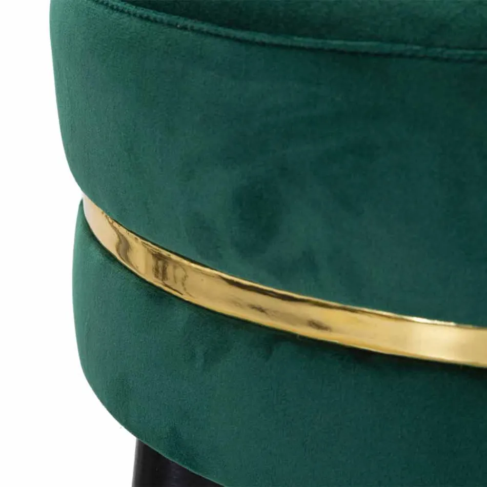 Banqueta Bar Redonda em Madeira e Tecido de Design Moderno - Rupert Viadurini