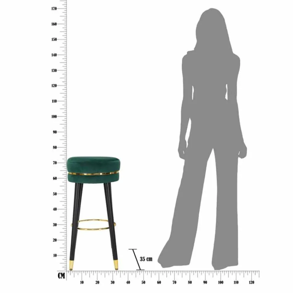 Banqueta Bar Redonda em Madeira e Tecido de Design Moderno - Rupert Viadurini