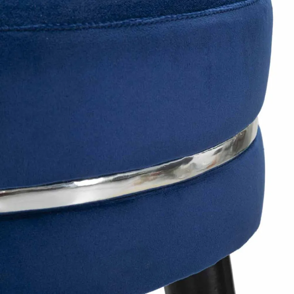 Banqueta Bar Redonda em Madeira e Tecido de Design Moderno - Rupert Viadurini