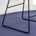 Banqueta com base trenó, assento de couro com efeito de couro - Ovídio Viadurini