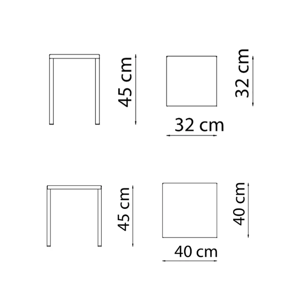 Banquinho quadrado baixo de aço feito na Itália - Azul Viadurini