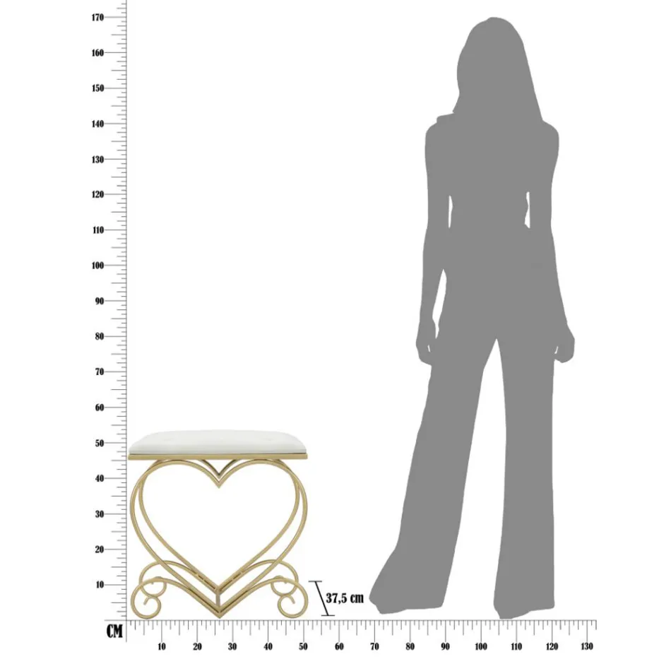 Banqueta com baixo teor de ferro e acabamento dourado com assento de tecido - Dimentico Viadurini