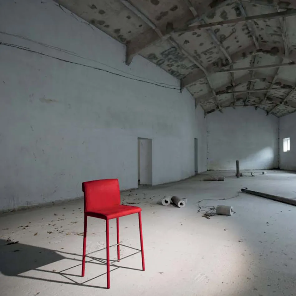 Banco totalmente estofado em tecnofibra vermelha fabricado na Itália - tela Viadurini