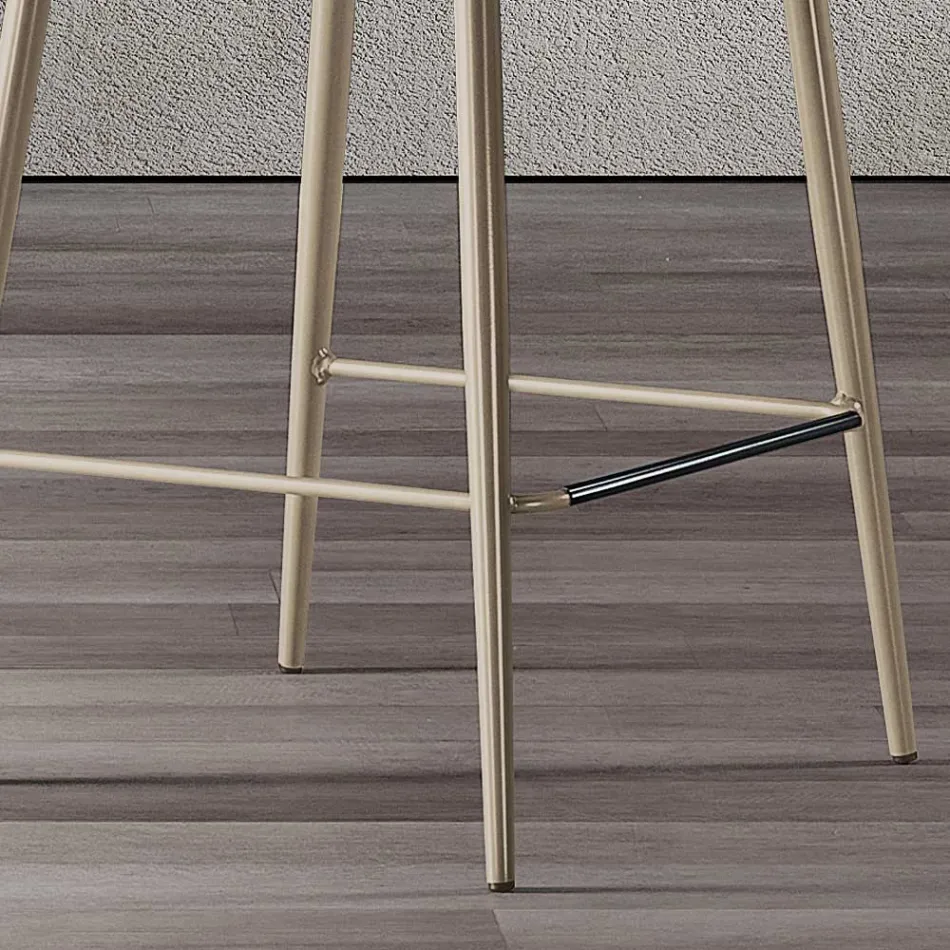 Banqueta com Pernas Metálicas e Assento em Tecido Monocoque Fabricado na Itália - Hinata Viadurini