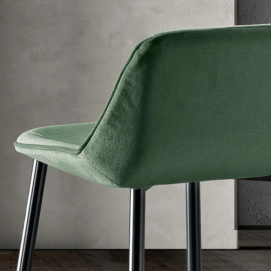 Banqueta com Pernas Metálicas e Assento em Tecido Monocoque Fabricado na Itália - Hinata Viadurini