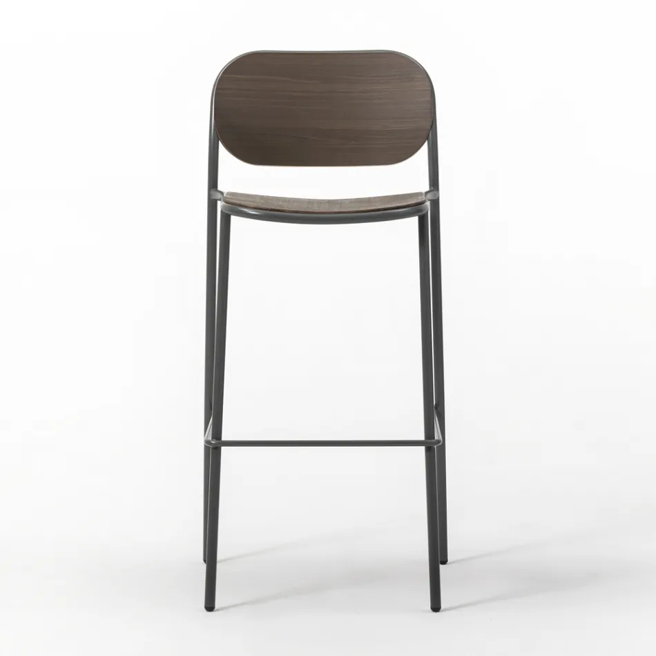 Tamborete de cozinha em madeira de carvalho e metal Made in Italy 2 peças - Saffia Viadurini