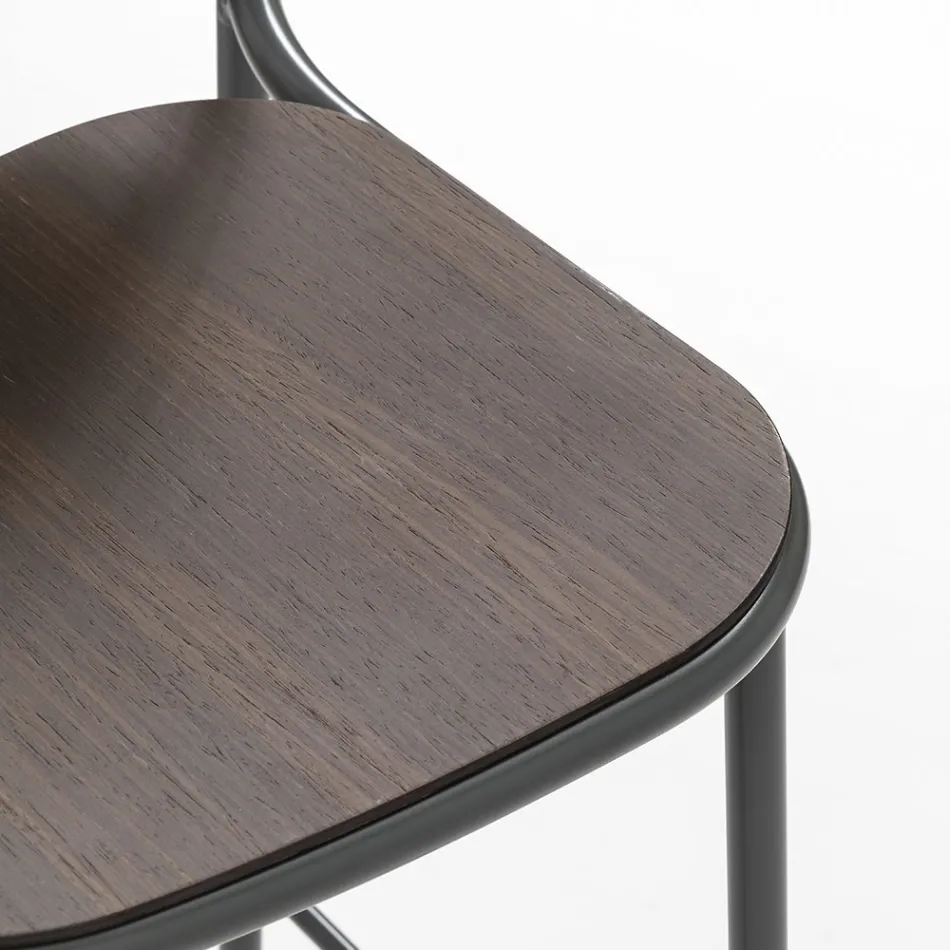 Tamborete de cozinha em madeira de carvalho e metal Made in Italy 2 peças - Saffia Viadurini