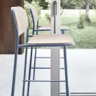 Tamborete de cozinha em madeira de carvalho e metal Made in Italy 2 peças - Saffia Viadurini