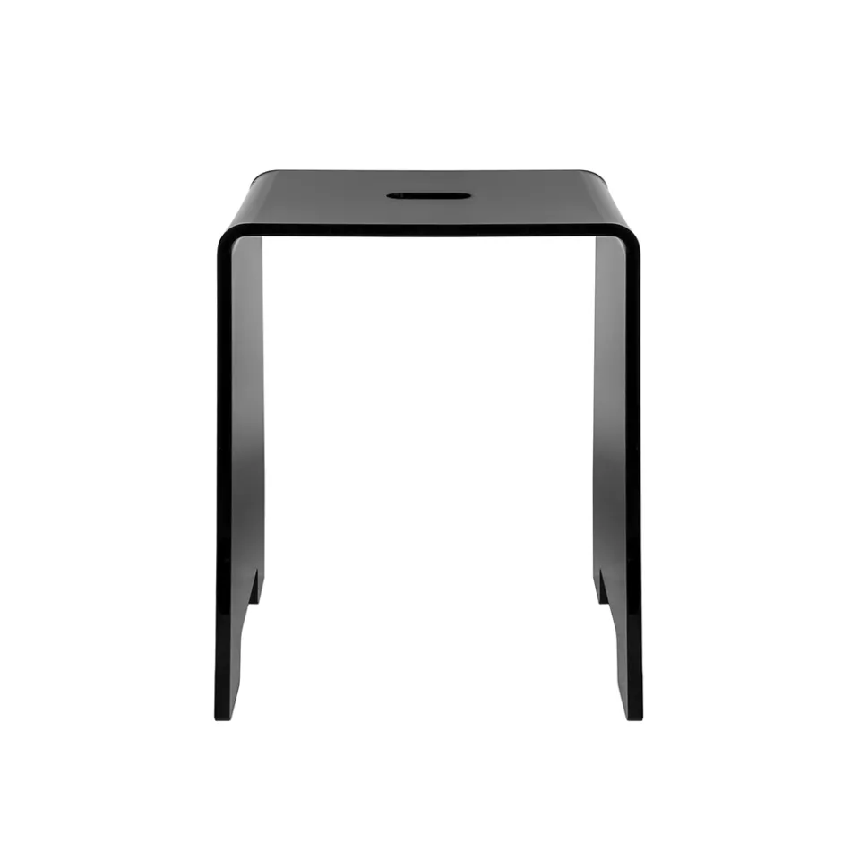 Penelope - Banqueta de banheiro de design em acrílico preto, fabricada na Itália. Viadurini