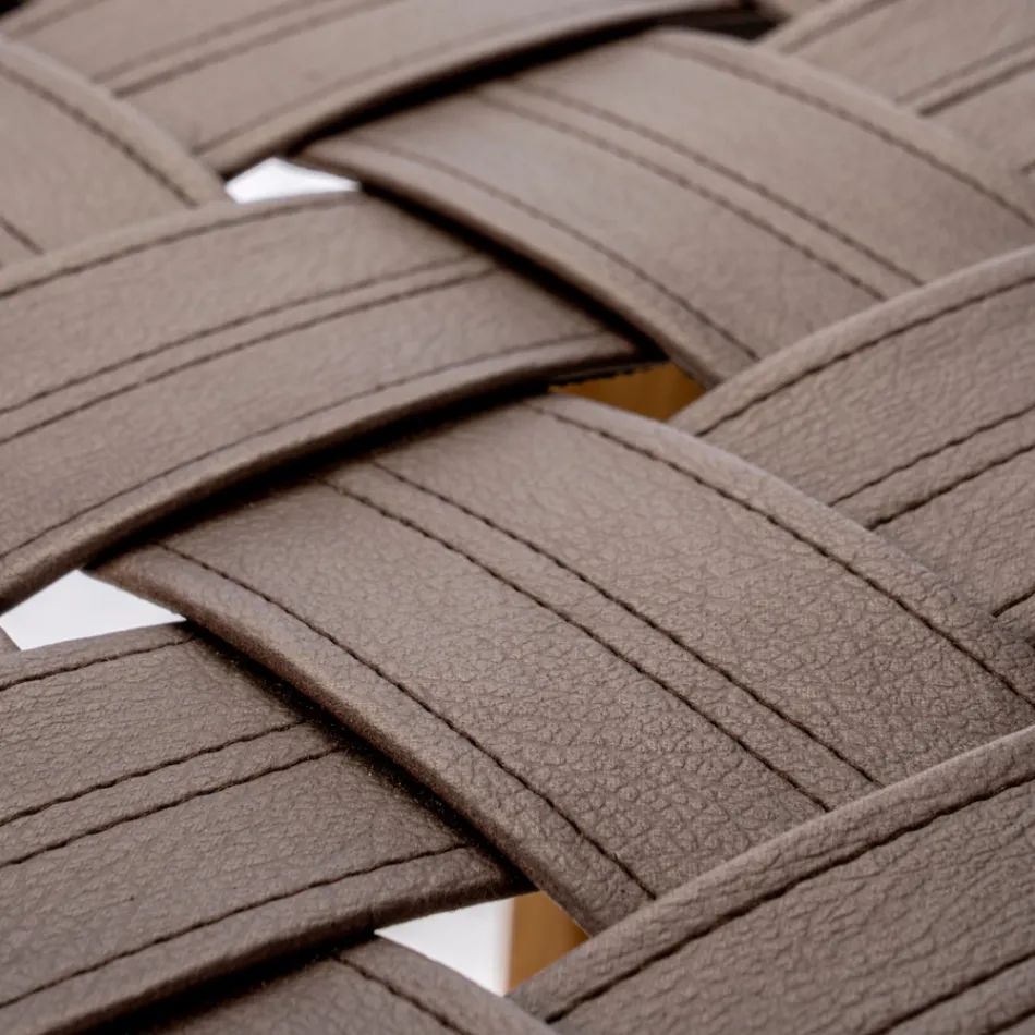 Banqueta de banheiro de design feita de teca com assento tecido - Yucca Viadurini