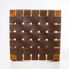 Banqueta de banheiro de design feita de teca com assento tecido - Yucca Viadurini