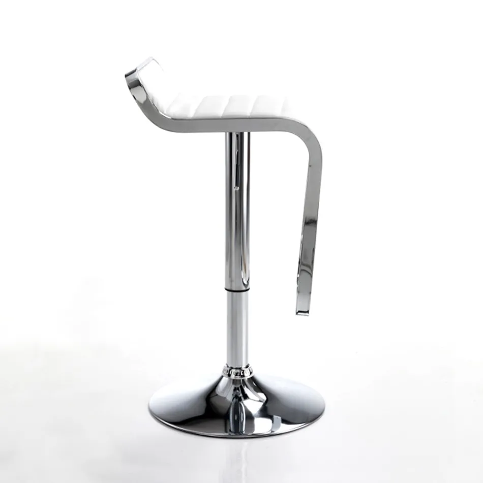 Banqueta Bar em Couro Sintético e Metal - Berchelio Viadurini