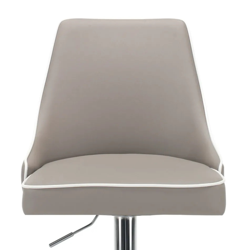 Banqueta de cozinha em couro ecológico e aço cromado Made in Italy - Nirvana Viadurini