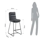 Banco de Cozinha em Microfibra Cinza Veludo Efeito 2 Peças - Fortaleza Viadurini