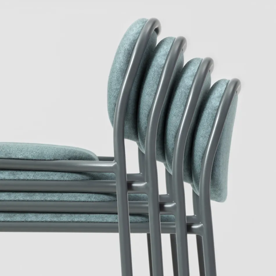 Tamborete de Cozinha em Tecido e Metal Made in Italy 2 Peças - Sangria Viadurini