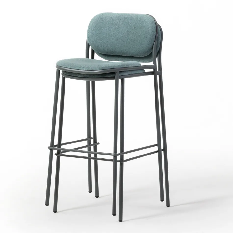 Tamborete de Cozinha em Tecido e Metal Made in Italy 2 Peças - Sangria Viadurini