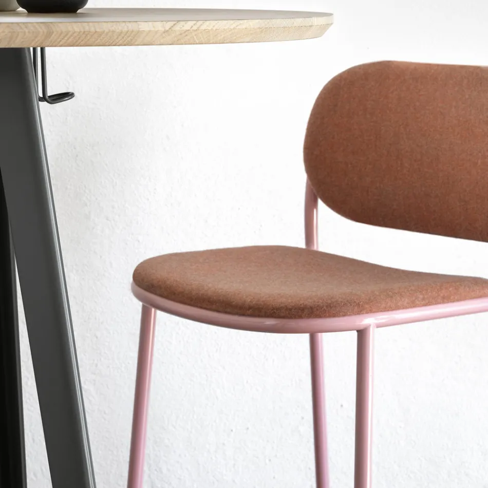 Tamborete de Cozinha em Tecido e Metal Made in Italy 2 Peças - Sangria Viadurini