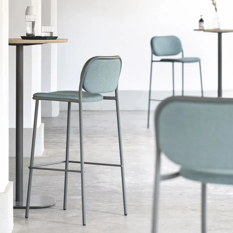 Tamborete de Cozinha em Tecido e Metal Made in Italy 2 Peças - Sangria Viadurini