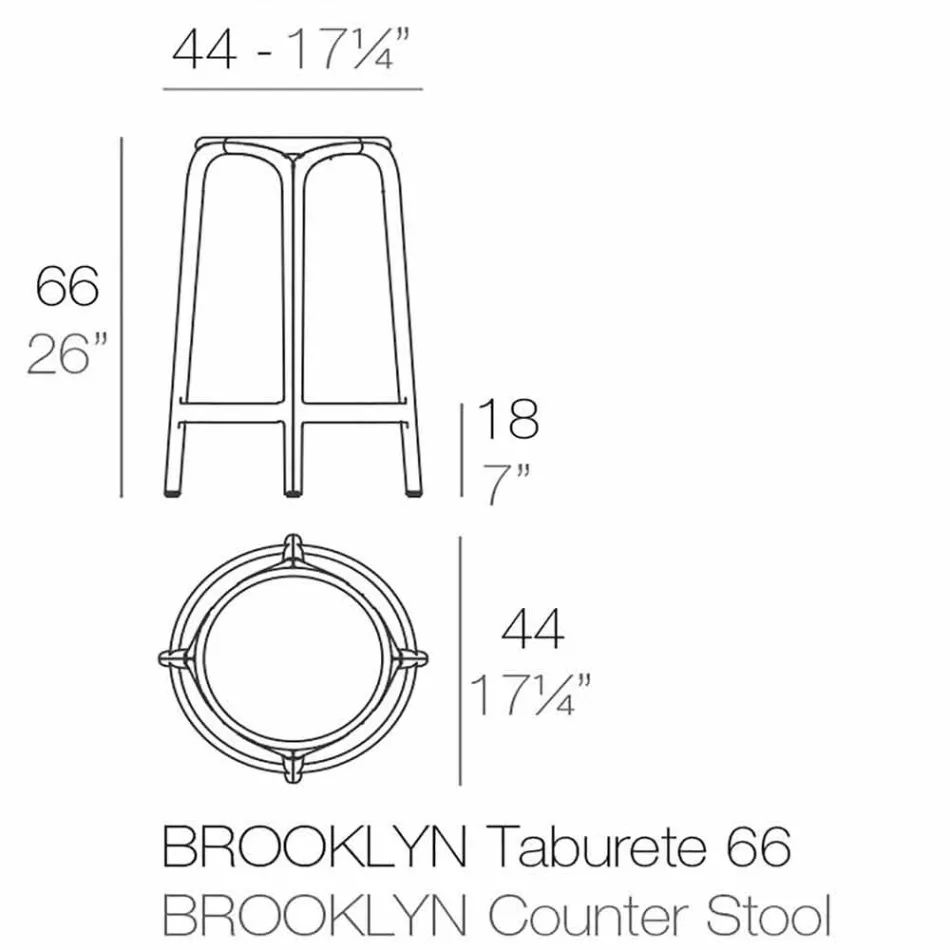 Banqueta para exterior de Brooklyn Vondom H 66 cm, em polipropileno Viadurini