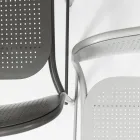 Banquinho de metal empilhável ao ar livre feito na Itália 2 peças - sinergia Viadurini