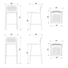 Banqueta de metal empilhável ao ar livre feita na Itália 2 peças - sinergia Viadurini