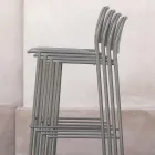 Banquinho de metal empilhável ao ar livre feito na Itália 2 peças - sinergia Viadurini