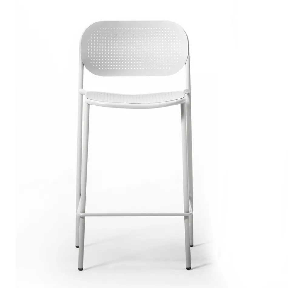 Banqueta de metal empilhável ao ar livre feita na Itália 2 peças - sinergia Viadurini