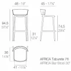África H 95cm tamborete moderno ao ar livre por Vondom, em polipropileno Viadurini