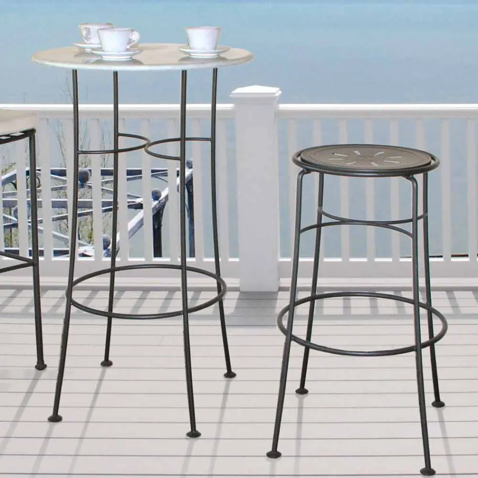 Banqueta do jardím artesanal de ferro com apoio para os pés Made in Italy - Sireo Viadurini